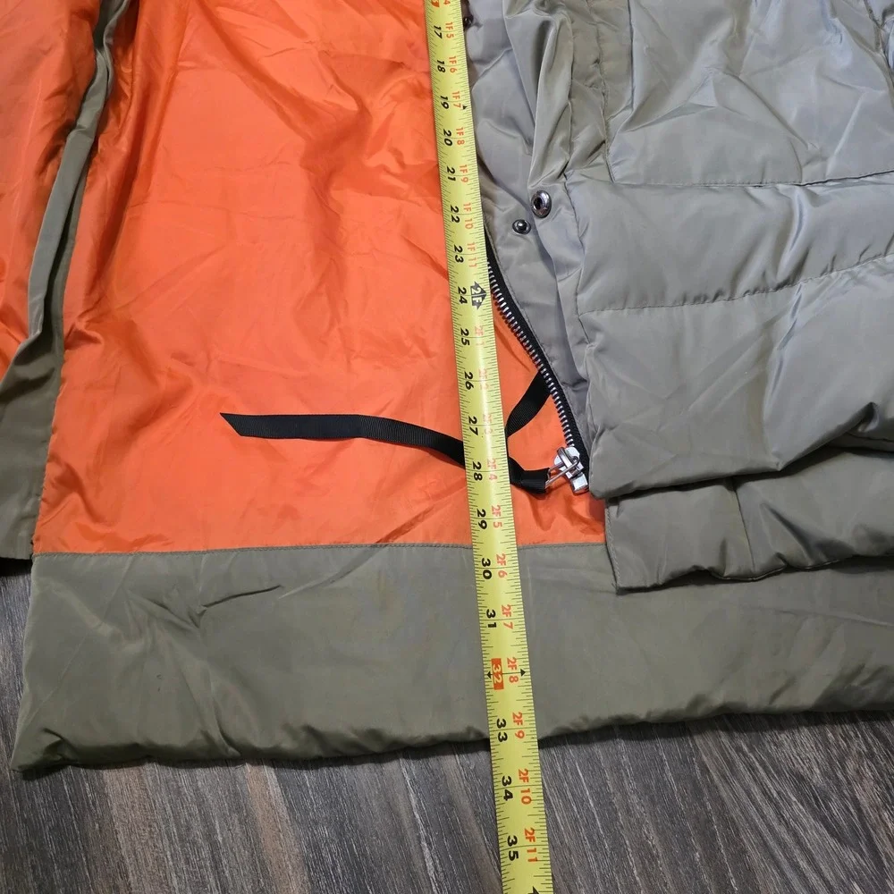 Orolay Thickened Down Jacket Olive Green Orange Lining Sherpa Hood Mens Large
